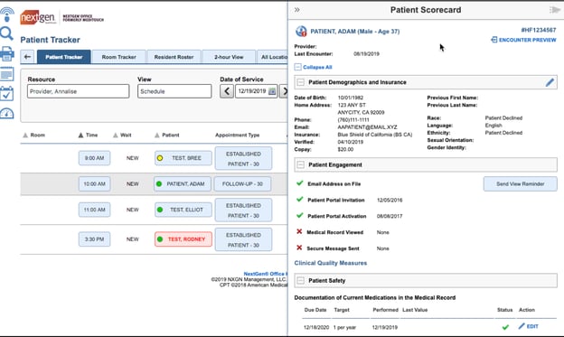 PATIENT MIPS SCORECARD in NextGen Office 