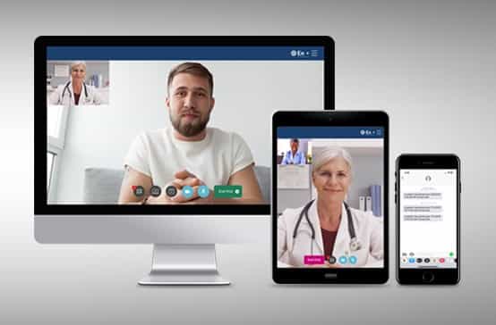 Patient using NextGen Office HIPAA compliant telemedicine solution
