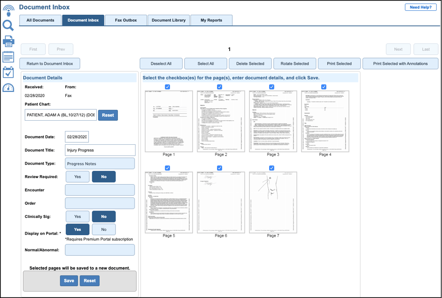 Send a Received Fax in NextGen Office to a patients chart