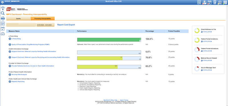 NextGen Office - the best cloud based emr MIPS dashboard with realtime information