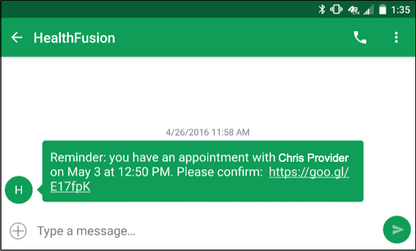 NextGen Office Text Message Appointment Reminder