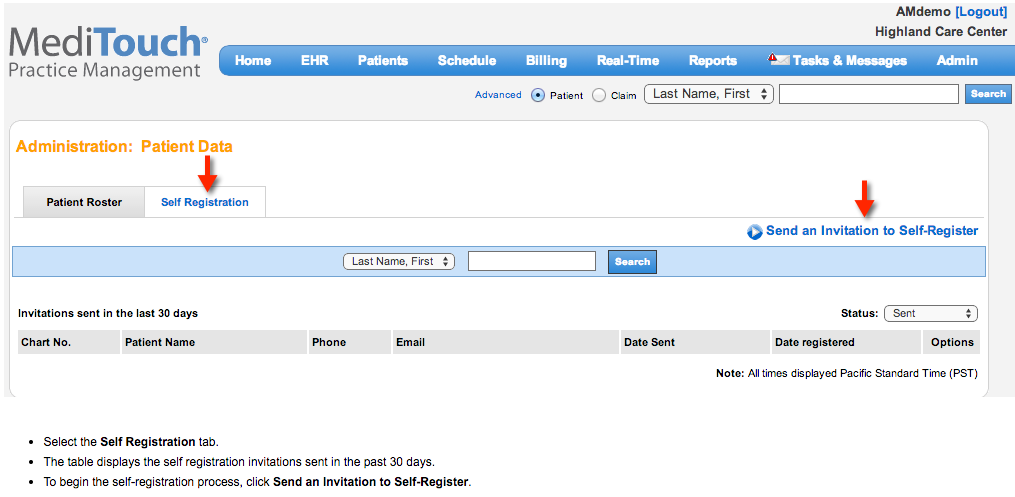 Patient portal self registration existing patient_2