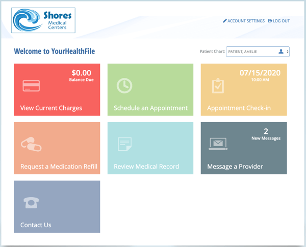 NextGen Office Patient Portal Home Page