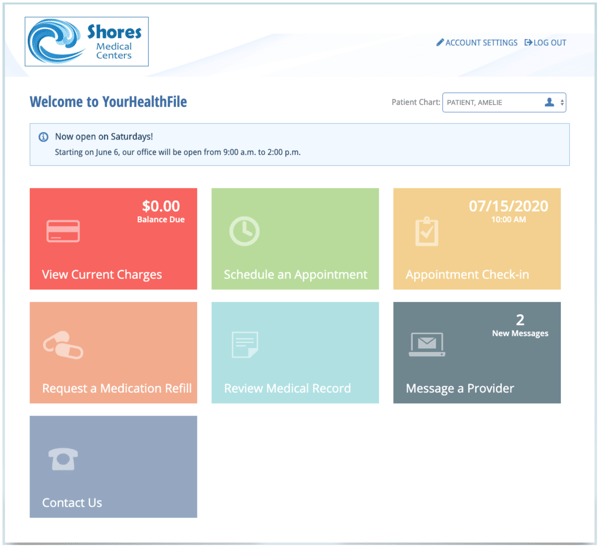 NextGen Office Patient Portal Home Page