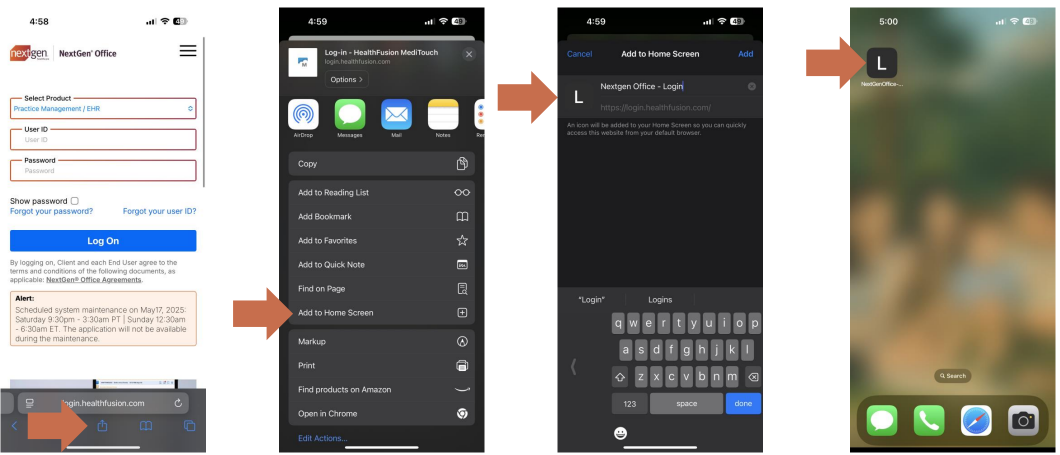 create a home screen shortcut for quick access