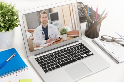 Patient using NextGen Office Telehealth module