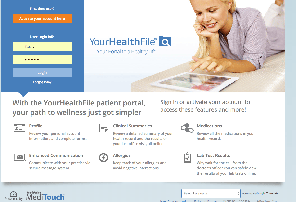 Patient using NextGen Office patient portal