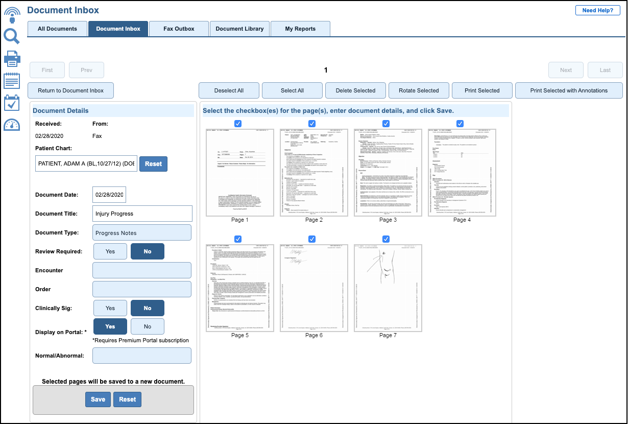 NextGen Office fax console lets you quickly add faxes to a patient chart